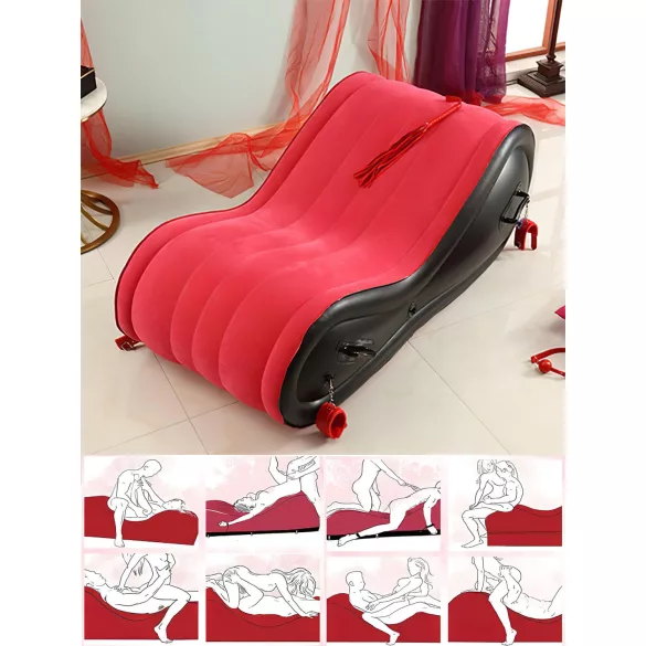 Desirel Magic Pillow - Uppblåsbar BDSM-sexmöbel - med handbojor (röd)