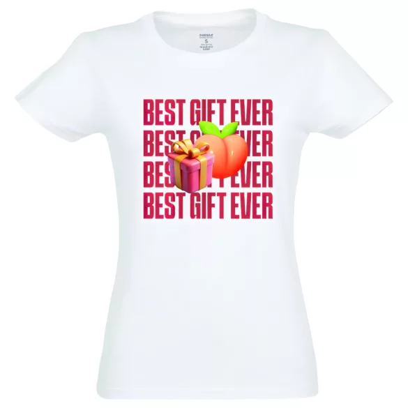 Best Gift Ever - dam t-shirt - bomull - vit - XXL