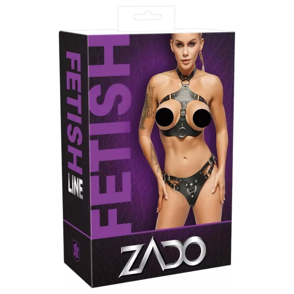 ZADO - läderkit med avtagbara trosor (svart) - L/XL