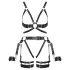 ZADO - flerdelat läderharness-set med manschett - svart