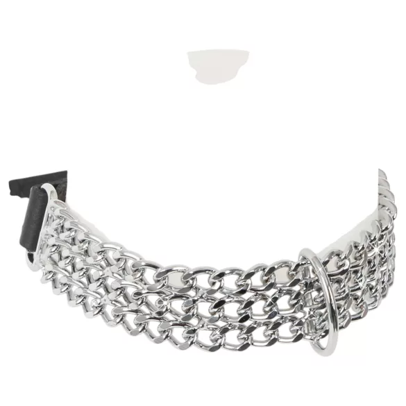 ZADO - läderhalsband med kedja för bondagelek (svart)