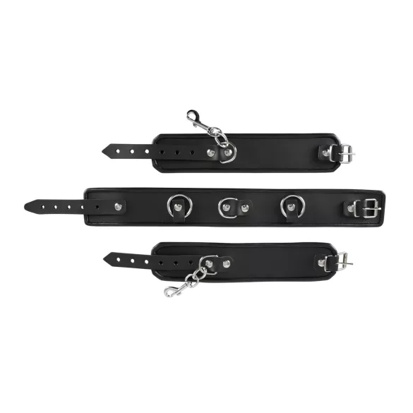 ZADO - läderhalsband med handbojor - svart