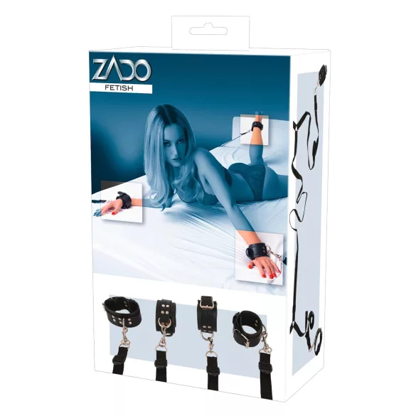 ZADO - sängfäste bondage set - läder - svart