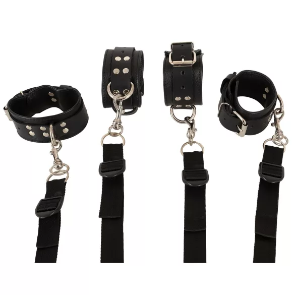 ZADO - sängfäste bondage set - läder - svart