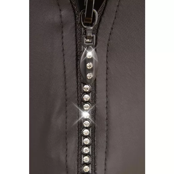 Svenjoyment - herrtanga med blixtlås och strass - svart - glänsande