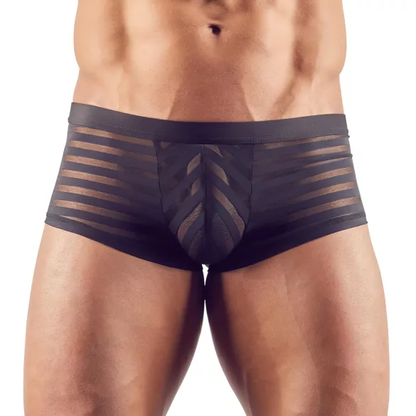 Boxer - herrunderkläder - genomskinlig randig - svart - L