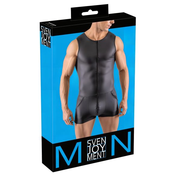 Svenjoyment - ärmlös kort overall för män (svart) - XL