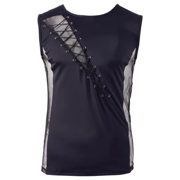 Svenjoyment - asymmetrisk snörad herrtopp (svart) - XL