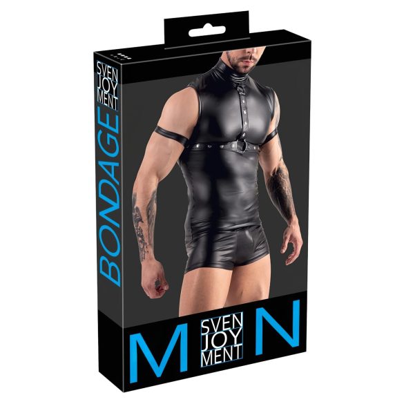 Svenjoyment - ärmlöst herrlinne med H-sele (svart) - XL