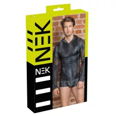 NEK - Svart herrtröja med ormskinnsmönster och huva