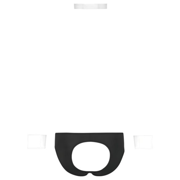 Svenjoyment - herrstring servitördräkt set - svart/vit - L