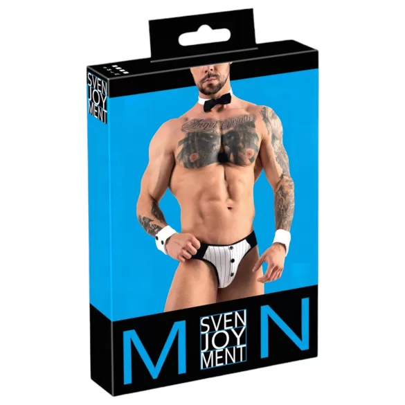 Svenjoyment - herrstring servitördräkt set - svart/vit - XL