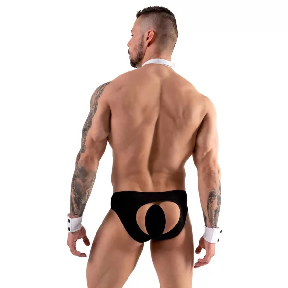 Svenjoyment - herrstring servitördräkt set - svart/vit - XL