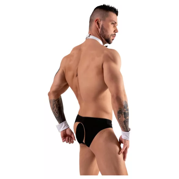 Svenjoyment - herrstring servitördräkt set - svart/vit - XL