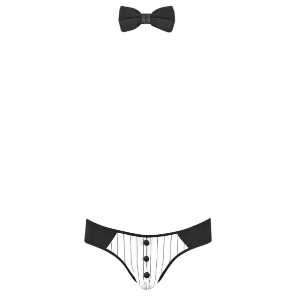 Svenjoyment - herrstring servitördräkt set - svart/vit - XL