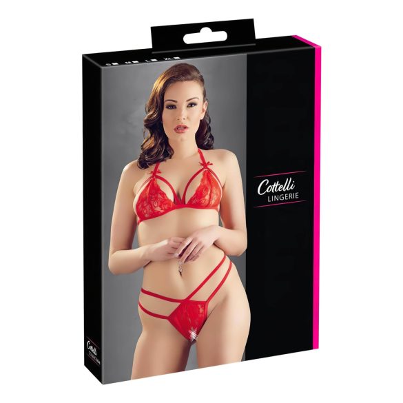 Cottelli - öppen spets-bh-set (röd) - L