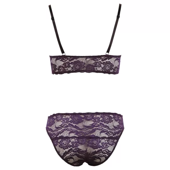 Cottelli - bh-set med spets och blommönster - lila - XL
