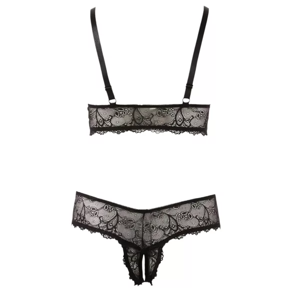 Cottelli Plus Size - bh set med spets - svart - XXL