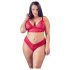 Cottelli Plus Size - bh set med mjuk spets - röd