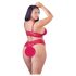 Cottelli Plus Size - bh set med mjuk spets - röd - 4XL