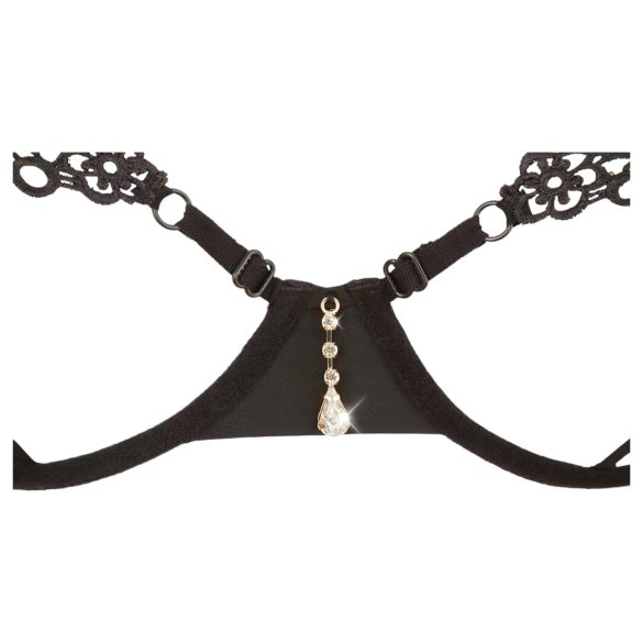 Cottelli - BH set - broderad med glitter - svart - L