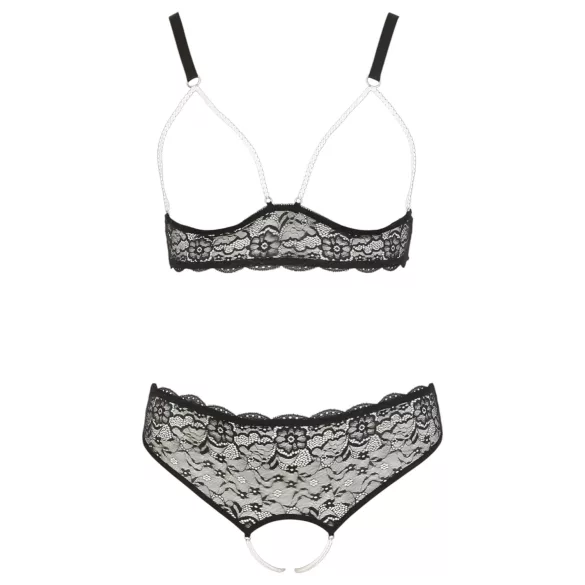 Cottelli Plus Size - bh set med pärlor - svart