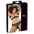 Cottelli Plus Size - pärldekorerad BH-set (svart) - 2XL