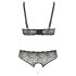 Cottelli Plus Size - pärldekorerad BH-set (svart) - 2XL