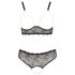Cottelli Plus Size - pärldekorerad BH-set (svart) - 2XL