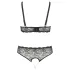 Cottelli Plus Size - bh set med pärlor - svart - 3XL