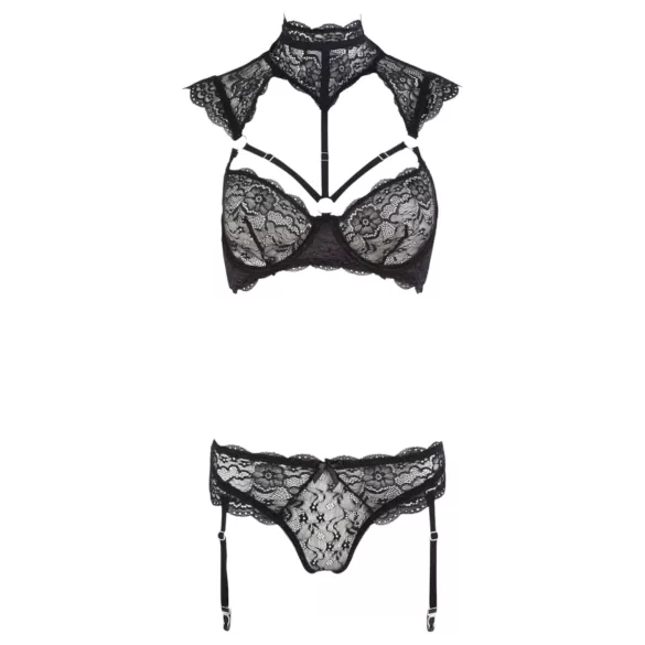 Cottelli - krage och spets-bh set (svart) - 80B/M
