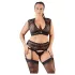 Cottelli Plus Size - underklädesset i spets med strasstenar (svart) - 2XL