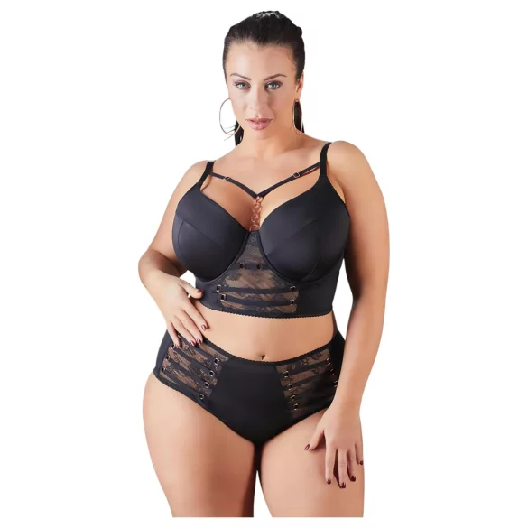 Cottelli Plus Size - spets-bh med remmar (svart)