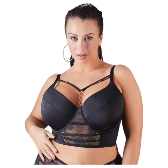 Cottelli Plus Size - spets-bh med remmar (svart) - 95F