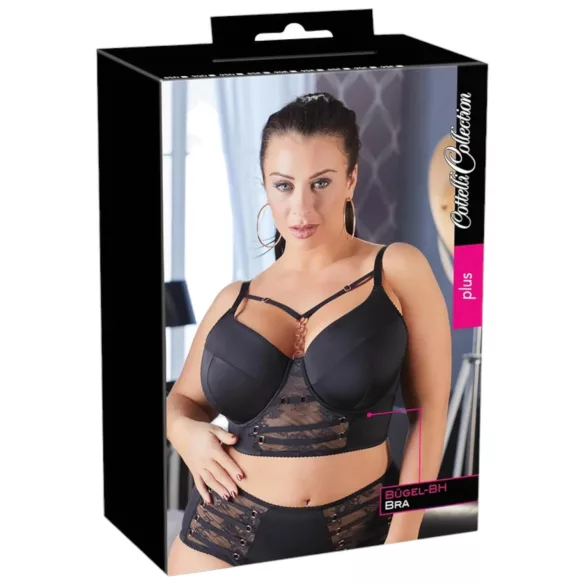 Cottelli Plus Size - spets-bh med remmar (svart) - 95F