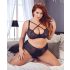 Cottelli Plus Size - Korslagd bh och trosa (svart) - 85E/L