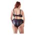 Cottelli Plus Size - Korslagd bh och trosa (svart) - 85E/L