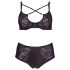 Cottelli Plus Size - Korslagd bh och trosa (svart) - 85E/L