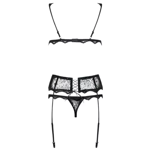 Obsessive - underklädesset - broderidetaljer - svart - L/XL