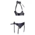 Cottelli Bondage - bh-set med handbojor - glänsande material - svart