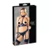 Cottelli Bondage - bh-set med handbojor - glänsande material - svart - L