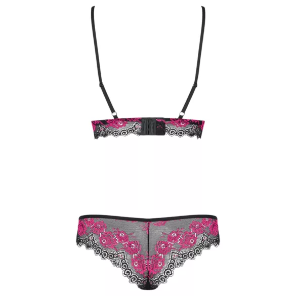 Obsessive Tulia - spetsunderklädesset (svart-rosa) - L/XL