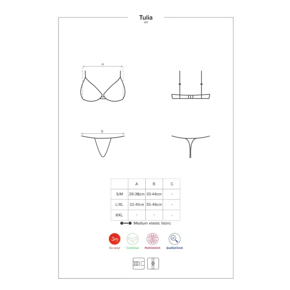 Obsessive Tulia - spetsunderklädesset (svart-rosa) - L/XL
