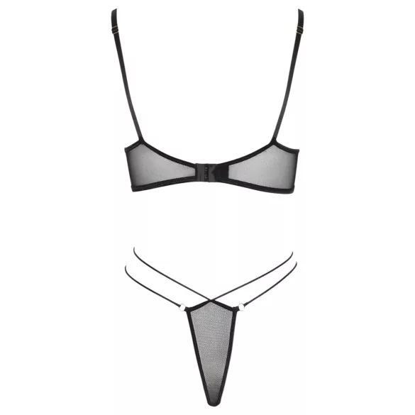 Cottelli - Transparent spets-bh set (svart) - M