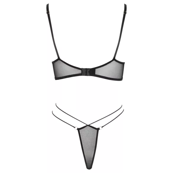 Cottelli - Transparent spets-bh set (svart) - M