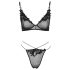 Cottelli - Transparent spets-bh set (svart) - L