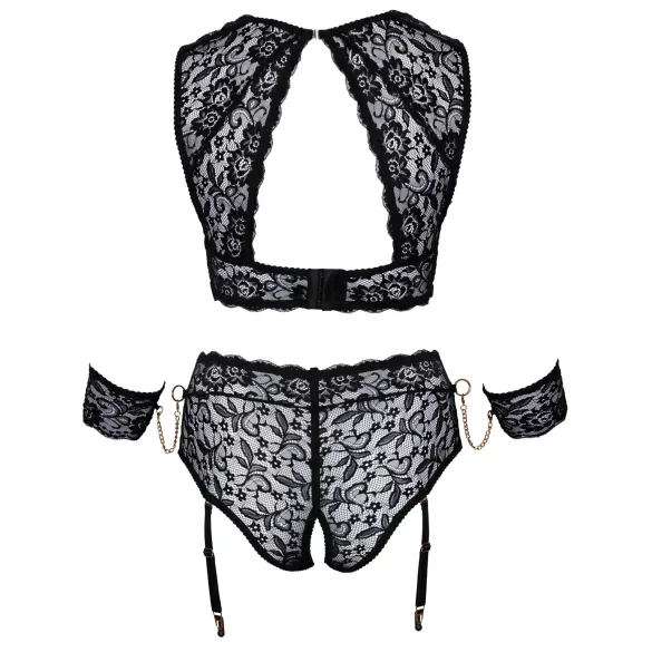 Cottelli Bondage Plus Size - spets bh-set (svart)
