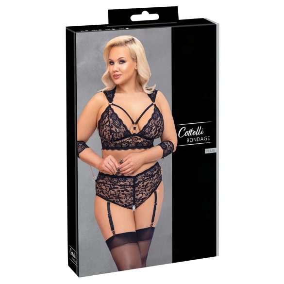 Cottelli Bondage Plus Size - spets bh-set (svart) - 4XL