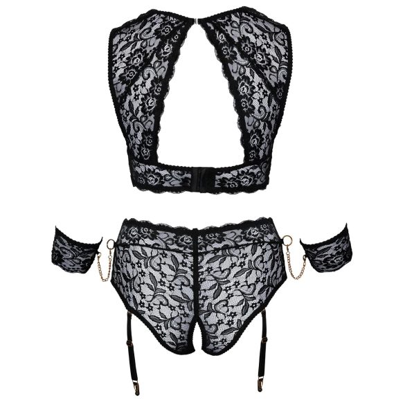 Cottelli Bondage Plus Size - spets bh-set (svart) - 4XL