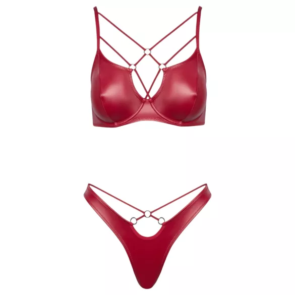 Cottelli Party - bh-set med glanseffekt - röd - 80B/M